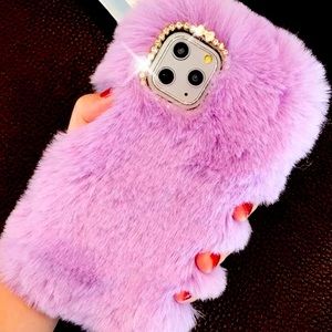 iPhone 14 pro max lavender fur phone case